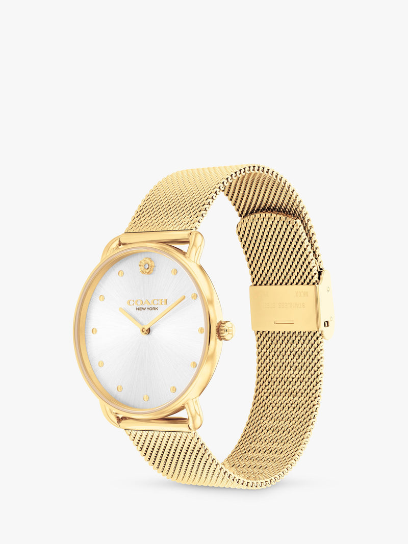 Coach Elliot women's watch white dial gold mesh bracelet, UK version