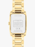 Coach Reese rechteckige Kristalluhr mit goldenem Armband (britische Marke)