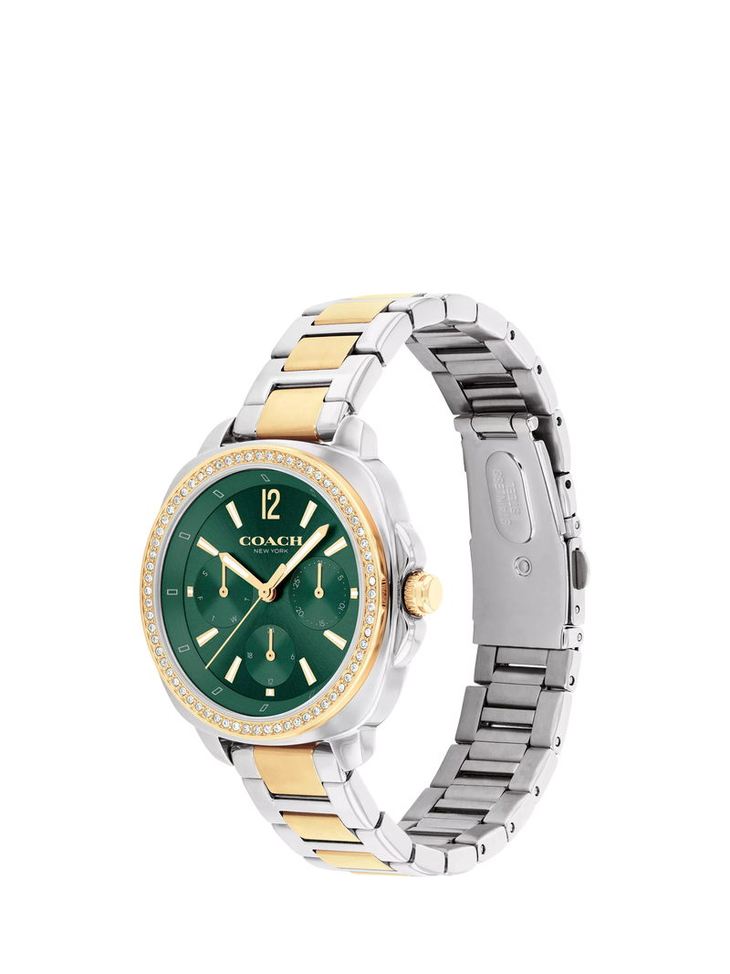 Coach Kitt 34mm crystal bezel watch gold silver, UK version