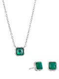 COEUR DE LION Citrin-Anhänger-Halskette und Ohrstecker-Set, Silberton