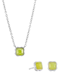 COEUR DE LION Citrin-Anhänger-Halskette und Ohrstecker-Set, Silberton