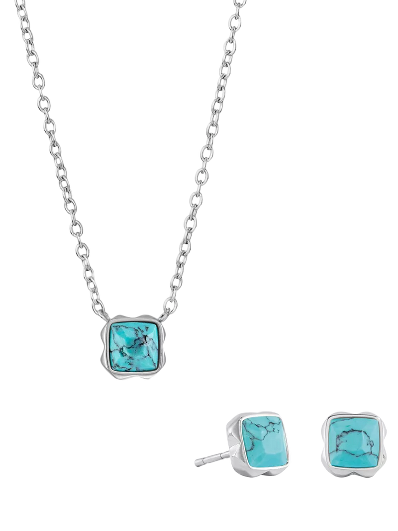 COEUR DE LION Citrin-Anhänger-Halskette und Ohrstecker-Set, Silberton