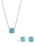 COEUR DE LION Citrin-Anhänger-Halskette und Ohrstecker-Set, Silberton