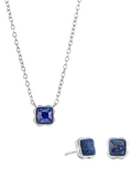 COEUR DE LION Citrin-Anhänger-Halskette und Ohrstecker-Set, Silberton