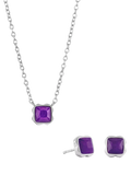 COEUR DE LION Citrin-Anhänger-Halskette und Ohrstecker-Set, Silberton