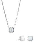 COEUR DE LION Citrin-Anhänger-Halskette und Ohrstecker-Set, Silberton