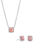 COEUR DE LION Citrin-Anhänger-Halskette und Ohrstecker-Set, Silberton