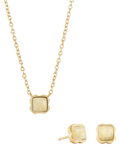 COEUR DE LION Semi-Precious Stone Pendant Necklace and Stud Earring Set, Gold