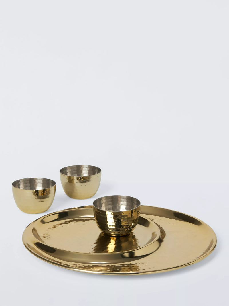 John Lewis hammered gold thali serving set 5 piece, UK version
