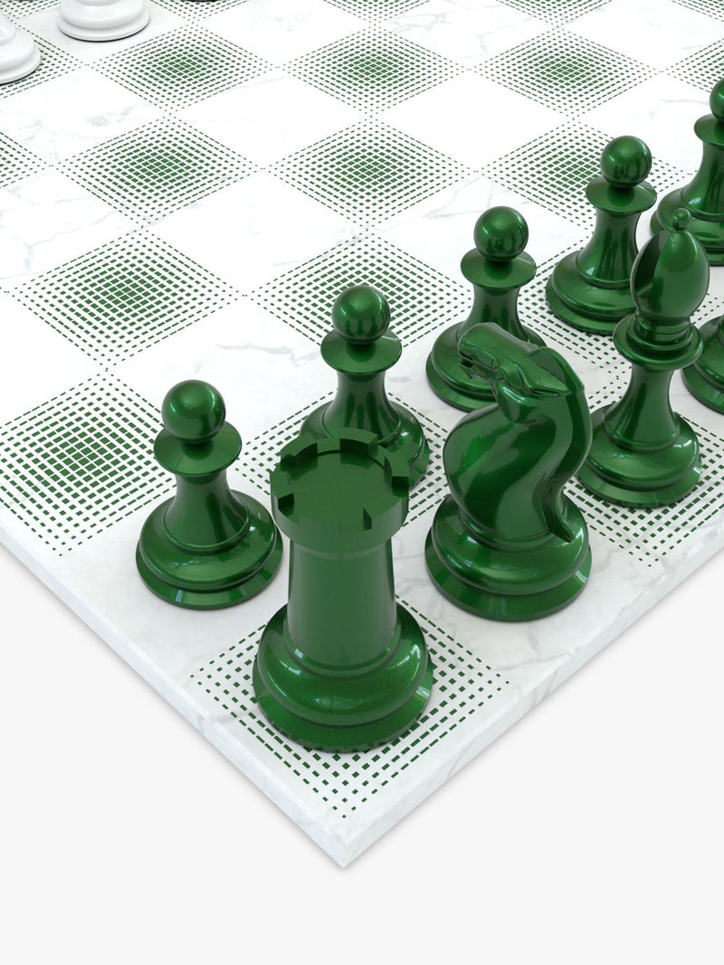 Skyline Chess Heavyweight Steel Chess Set Green Gradient, UK version