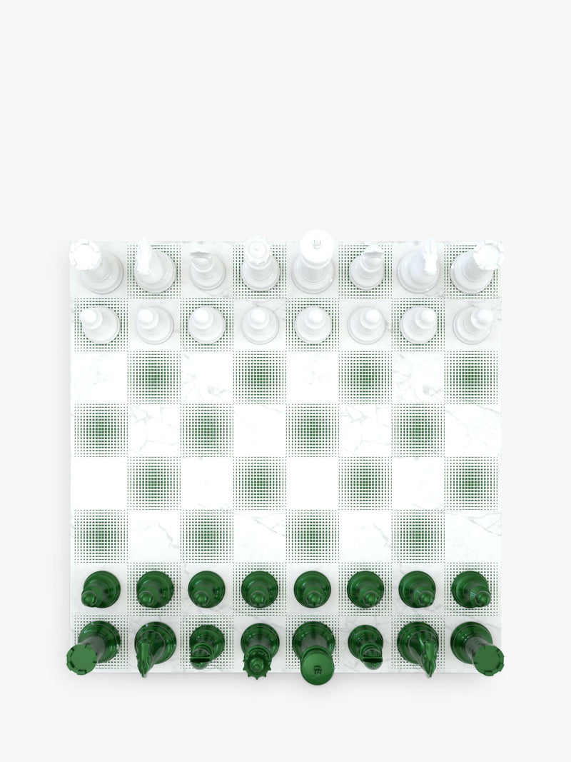 Skyline Chess Heavyweight Steel Chess Set Green Gradient, UK version