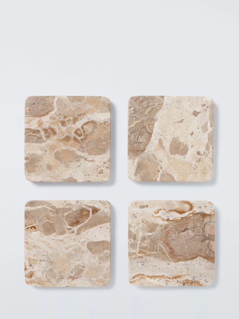 John Lewis fossil beige marble square coaster set of 4 (British brand)