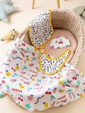 Eleanor Bowmer baby gift set with muslin, hat, bib, and shoulder cloth - British product