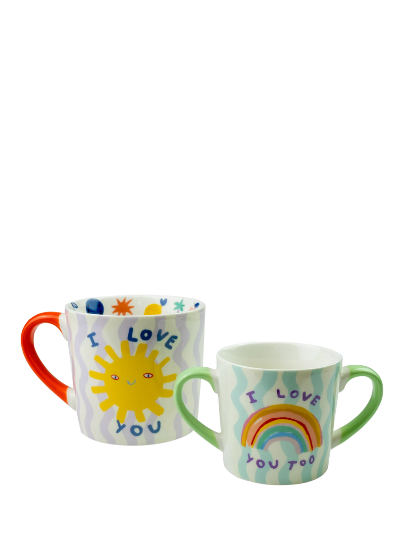 Eleanor Bowmer ceramic mugs gift set for adult and infant, multi - British product