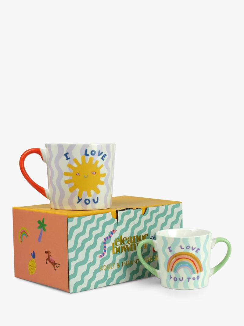 Eleanor Bowmer ceramic mugs gift set for adult and infant, multi - British product