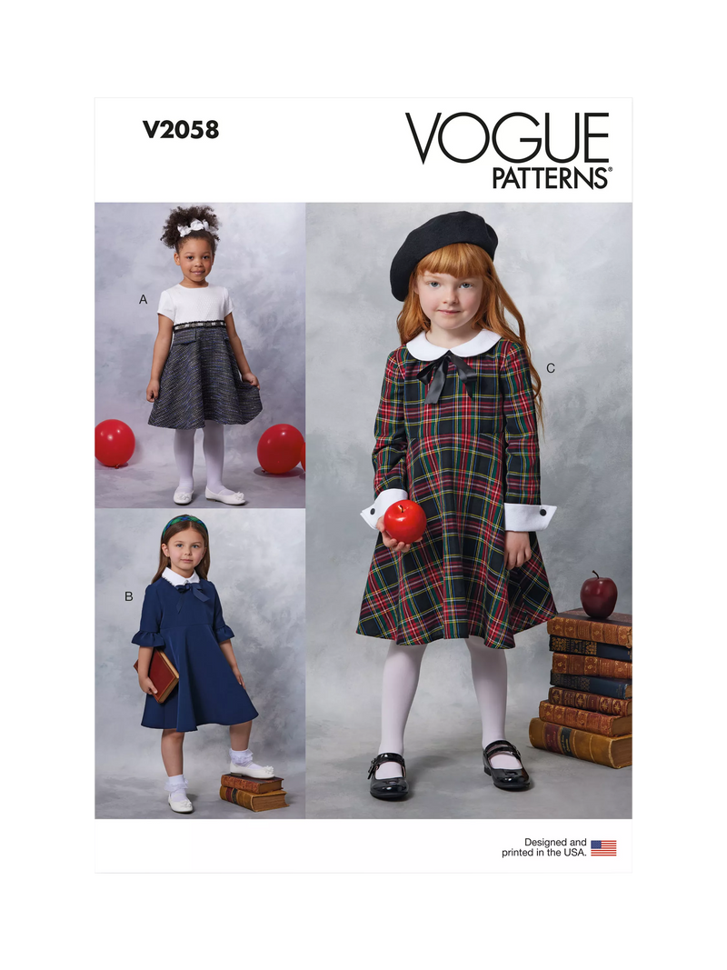 Simplicity Vogue children's dresses sewing pattern V2058, UK version