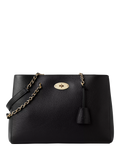 حقيبة Mulberry Lily Tote بسلسلة ومقبض من الجلد الكلاسيكي بحبيبات صغيرة - أسود