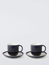 John Lewis John Lewis Puritan Stoneware Cup & Saucer, Set of 2, Blue Indigo, 250ml- Buy online at McGrocer