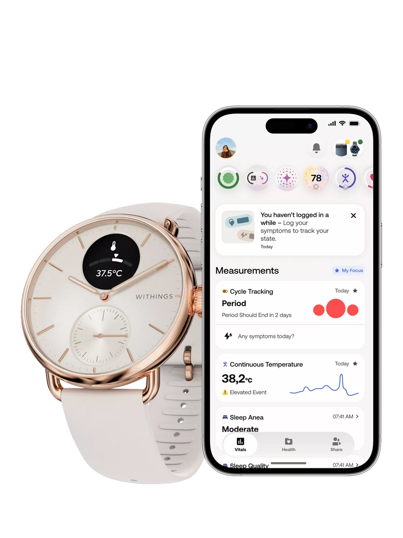Withings ScanWatch 2 hybrid smartwatch 38mm rose gold (British brand)
