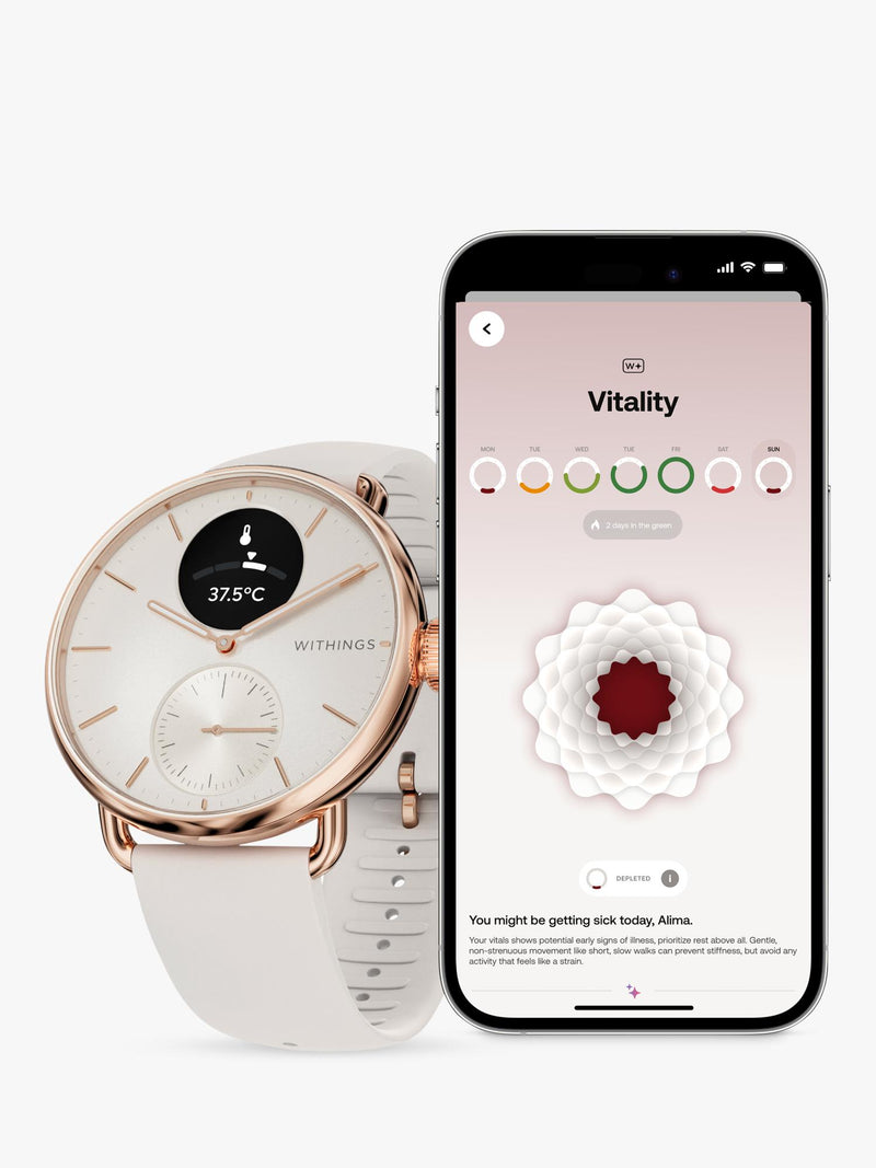 Withings ScanWatch 2 hybrid smartwatch 38mm rose gold (British brand)