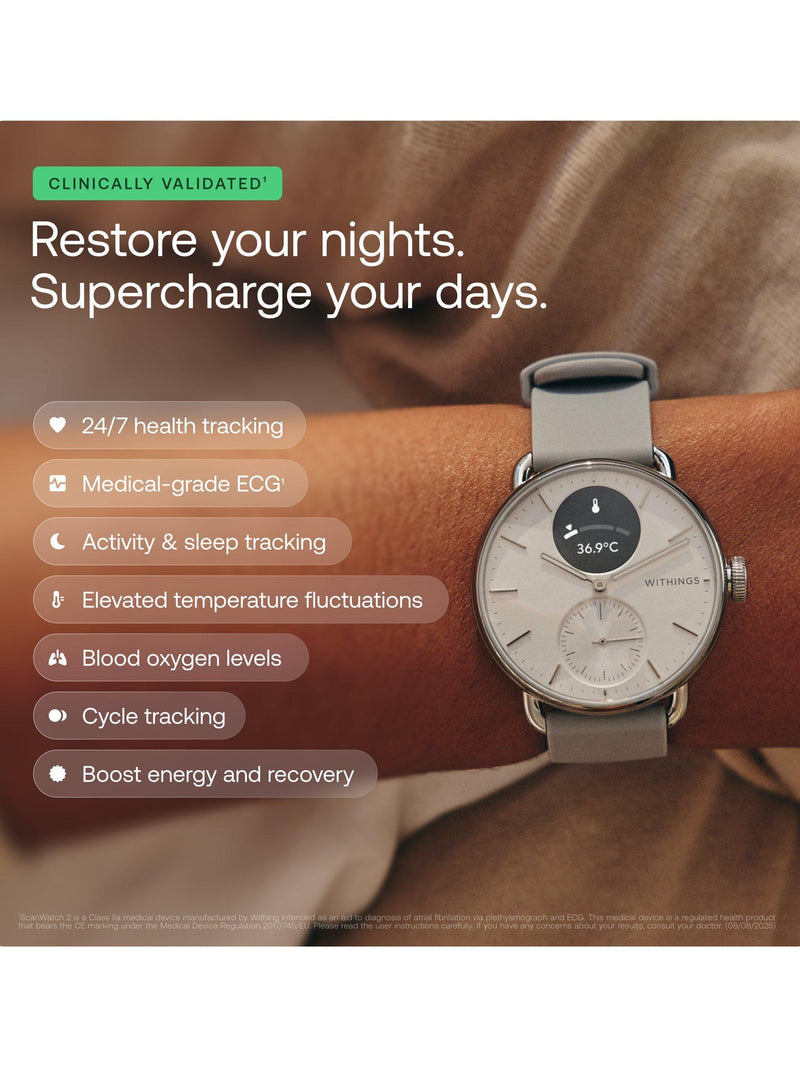Withings Scanwatch 2 hybrid smartwatch 42mm black, UK version