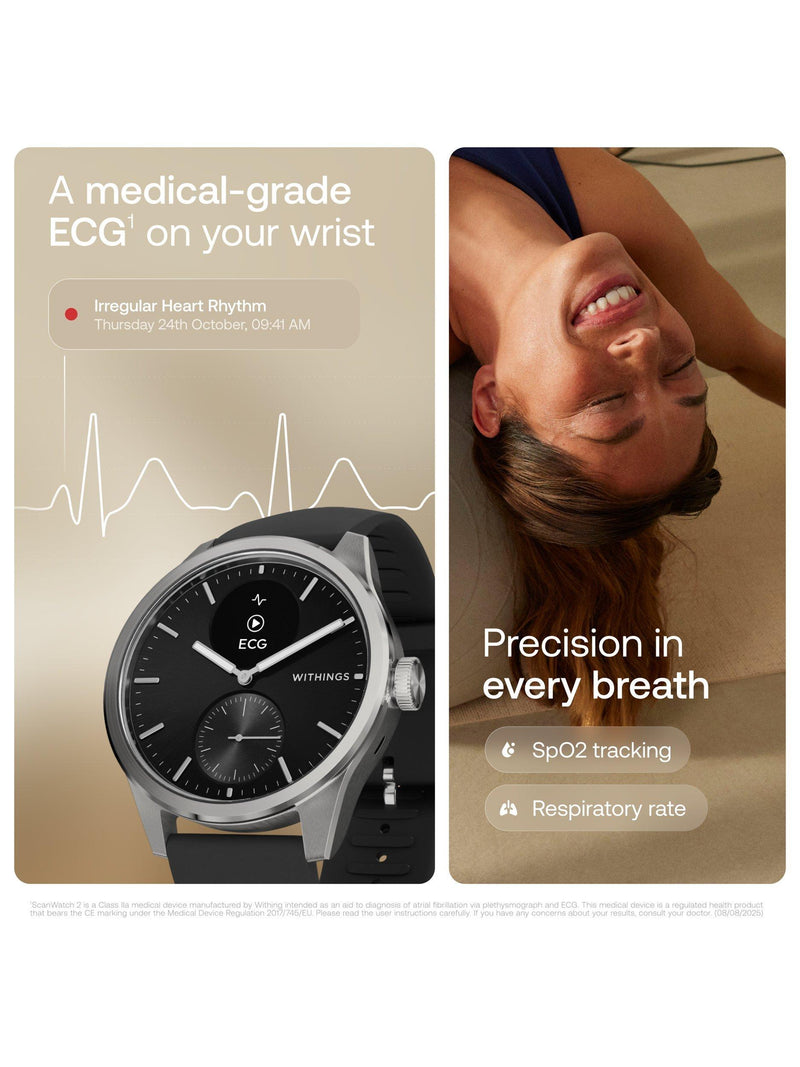 Withings Scanwatch 2 hybrid smartwatch 42mm black, UK version