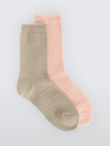 John Lewis John Lewis Textured Wool Blend Ankle Socks Pack of 2 Grey/Pink- Buy online at McGrocer