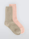 John Lewis textured wool blend ankle socks pack of 2 grey pink - British product