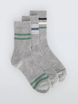 John Lewis John Lewis Terry Stripe Ankle Socks Pack of 3 Grey Multi- Buy online at McGrocer