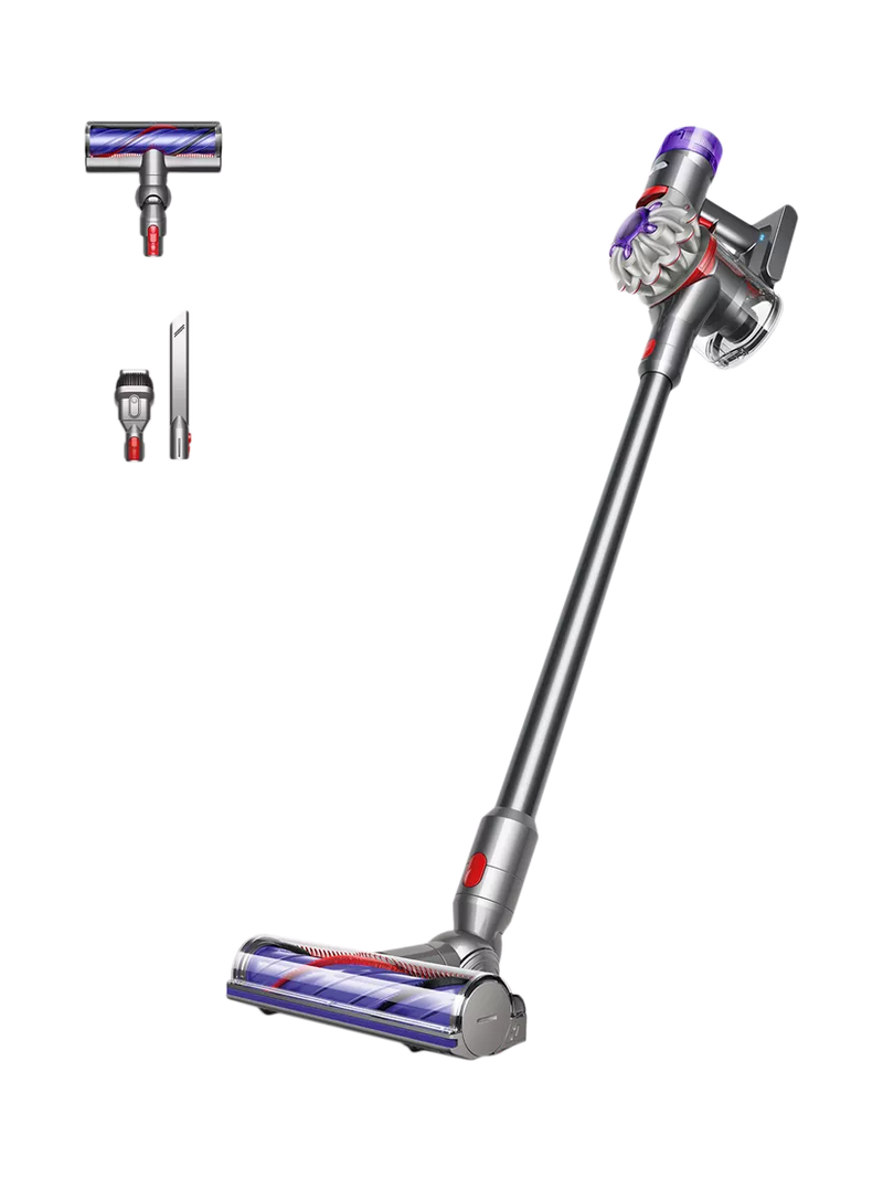 Dyson V8 Advanced cordless vacuum cleaner in silver and nickel - British product