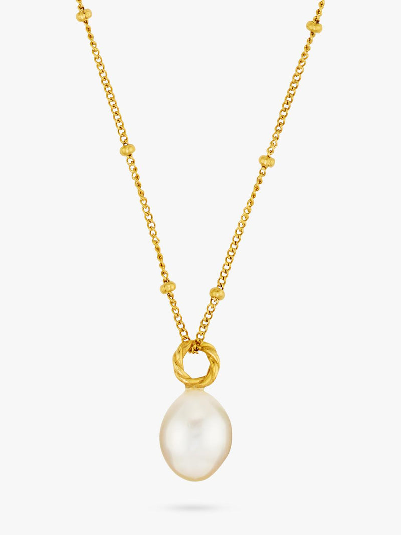 Orelia LUXE freshwater pearl drop pendant necklace pale gold, UK version
