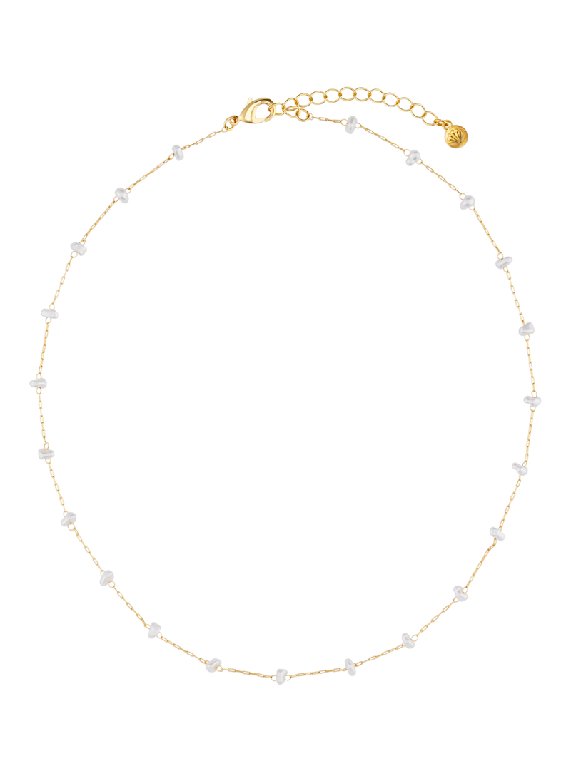 Orelia faux pearl station chain necklace pale gold - British product