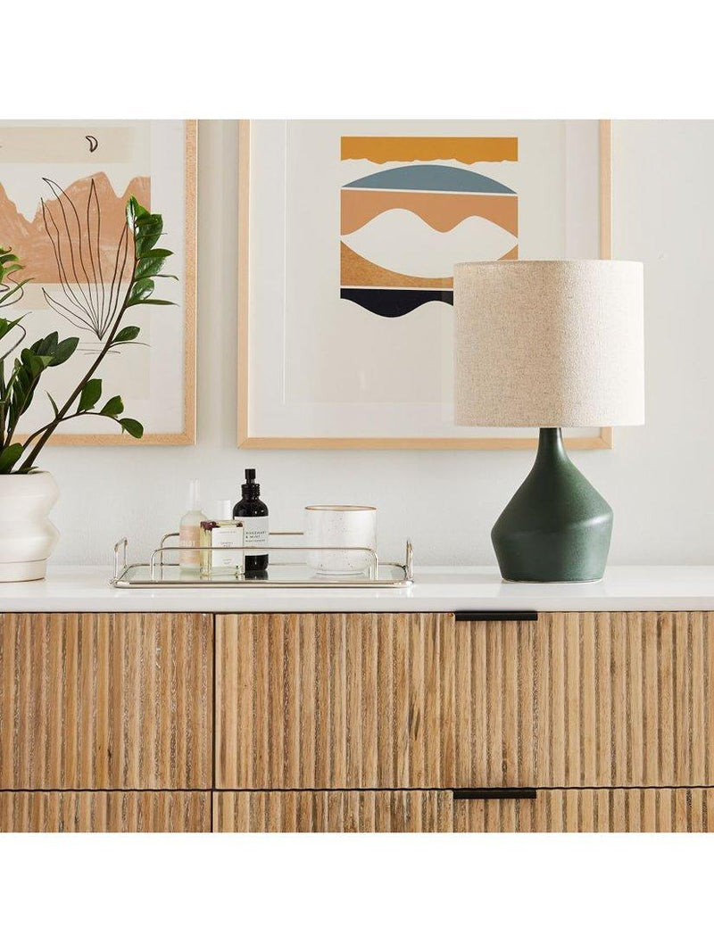 West Elm Asymmetry ceramic table lamp green jade (British brand)