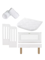 John Lewis Gaia Baby Serena Bedside Crib Add-On Bundle with Mattress and Sheets- Buy online at McGrocer