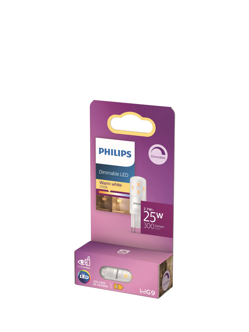 Philips G9 LED capsule bulb 2.7W clear (British brand)