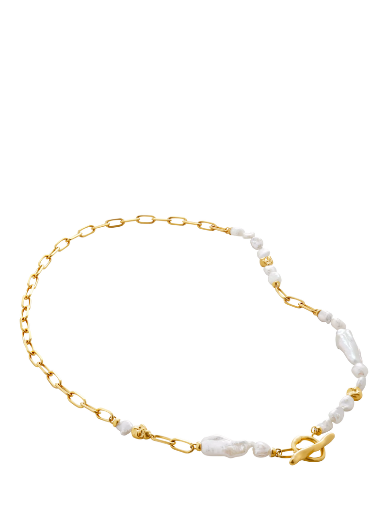 Monica Vinader Keshi pearl necklace in gold vermeil, UK version