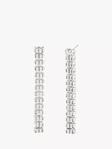 John Lewis AllSaints Crystal Linear Drop Earrings, Warm Silver- Buy online at McGrocer