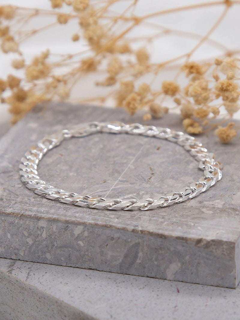 Hoxton London men's silver curb bracelet, imported from the UK