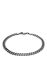 John Lewis Hoxton London Men's Oxidised Brushed Curb Bracelet, Silver- Buy online at McGrocer