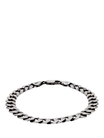 John Lewis Hoxton London Men's Oxidised Flat Curb Bracelet Silver- Buy online at McGrocer