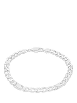 John Lewis Hoxton London Men's Sterling Silver Bar & Curb Bracelet Silver 21.5cm- Buy online at McGrocer