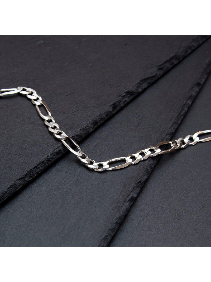 Hoxton London men's diamond cut figaro bracelet 20cm, imported from the UK