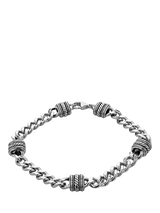 John Lewis Hoxton London Men's Rhodium Plated Station Curb Bracelet Silver 20cm- Buy online at McGrocer