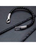 Hoxton London men's leather woven bracelet silver black - UK version