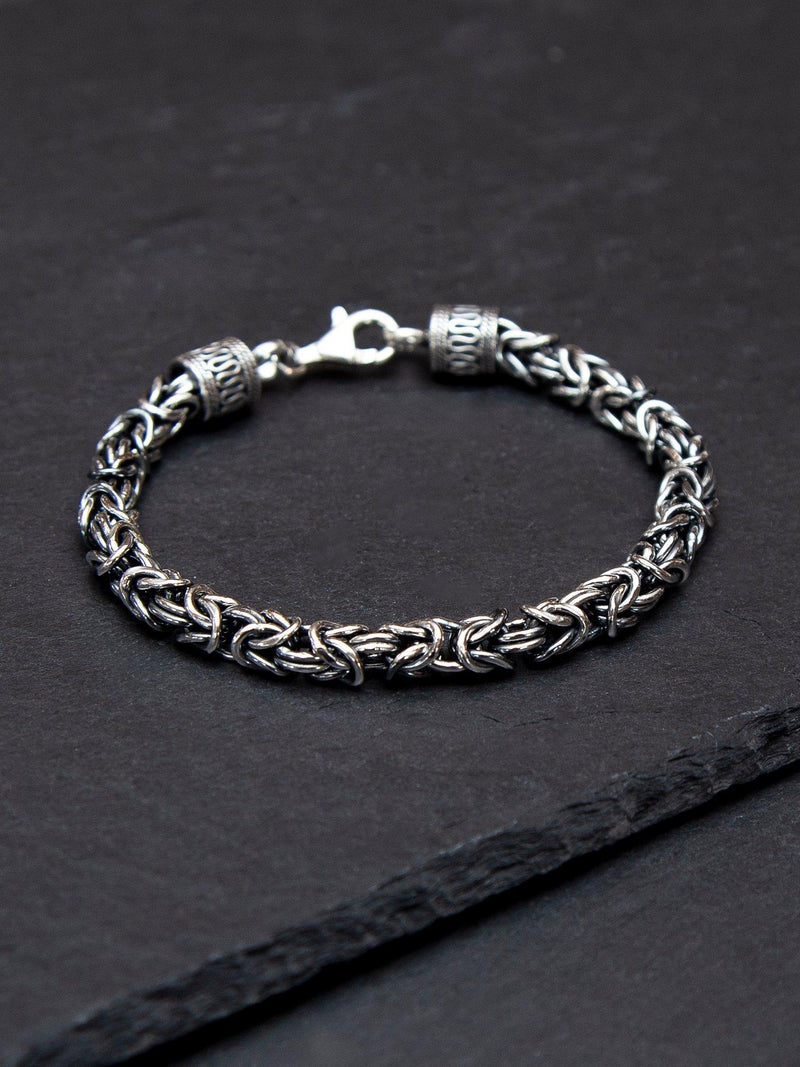 Hoxton London rhodium plated sterling silver byzantine bracelet - British product