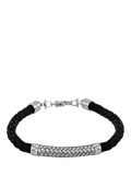 Hoxton London rhodium plated leather bracelet 21.5cm, UK version