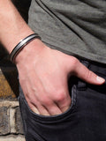 Hoxton London leather satin herringbone bangle - British product