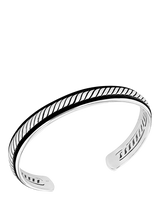 John Lewis Hoxton London Men's Rhodium Plated Twist Leather Bangle, Silver/Black- Buy online at McGrocer