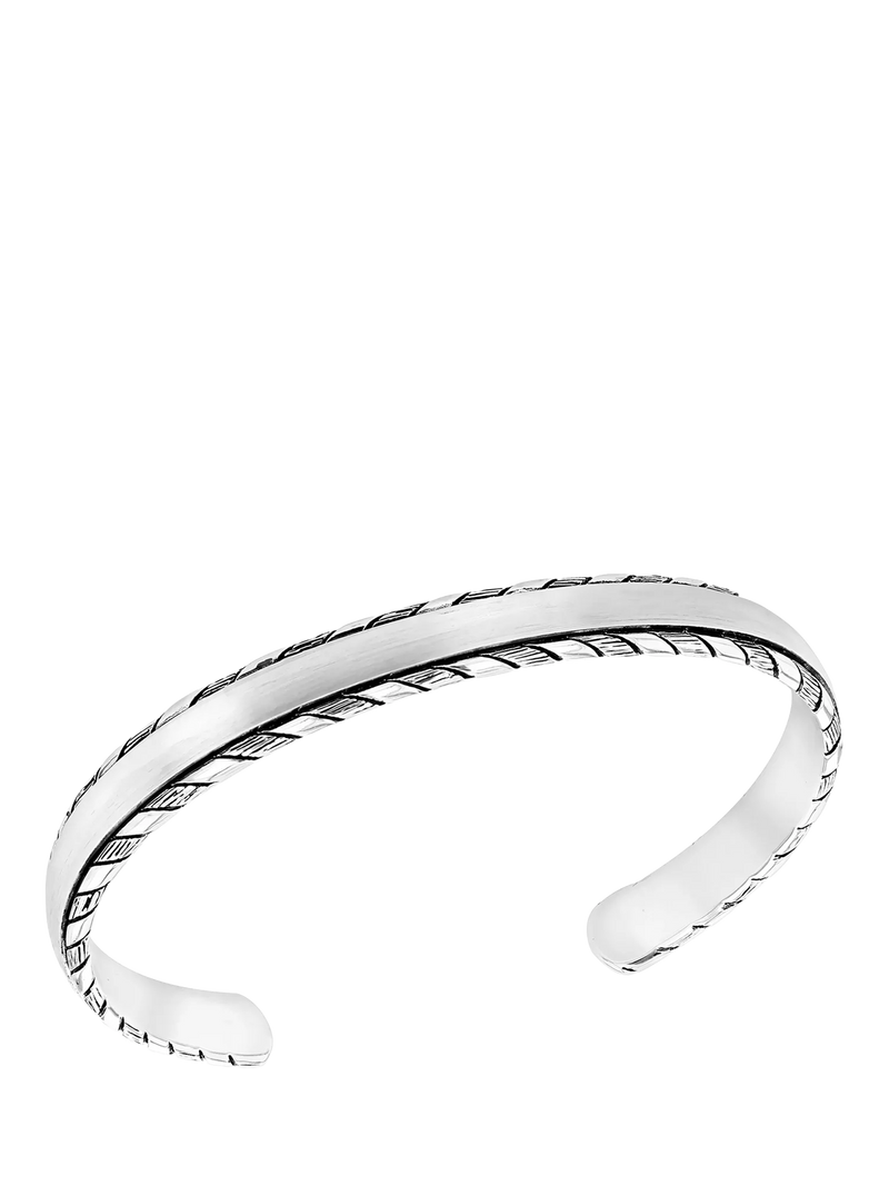 Hoxton London rhodium plated silver satin twist bangle, UK version