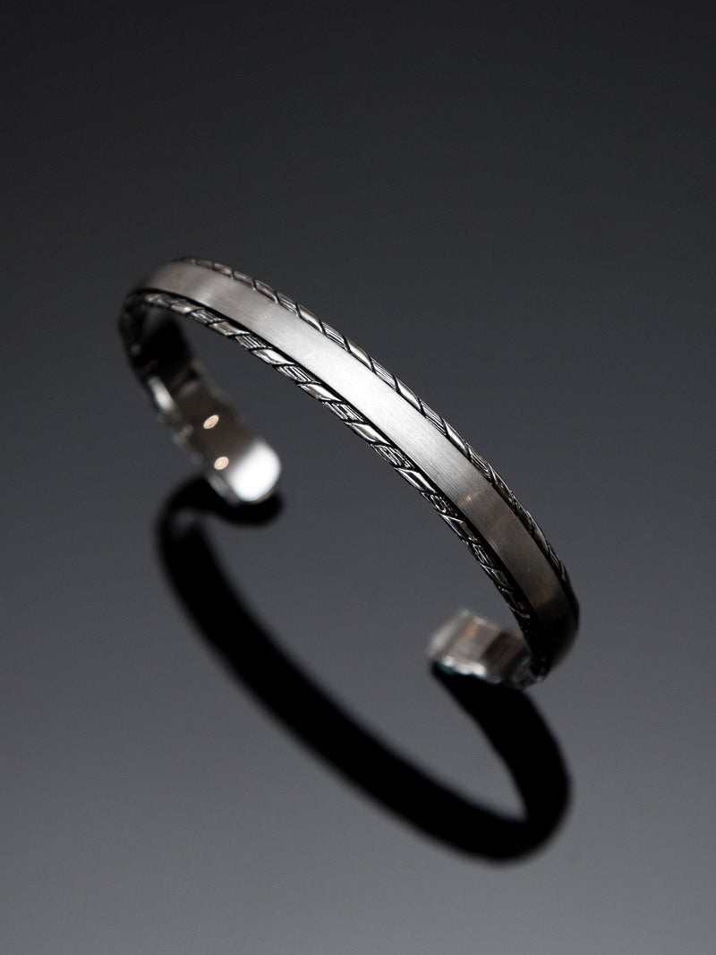 Hoxton London rhodium plated silver satin twist bangle, UK version